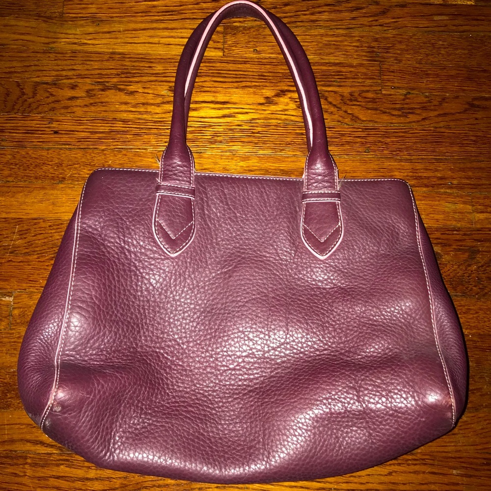 Cole Haan plum eggplant leather tote bag